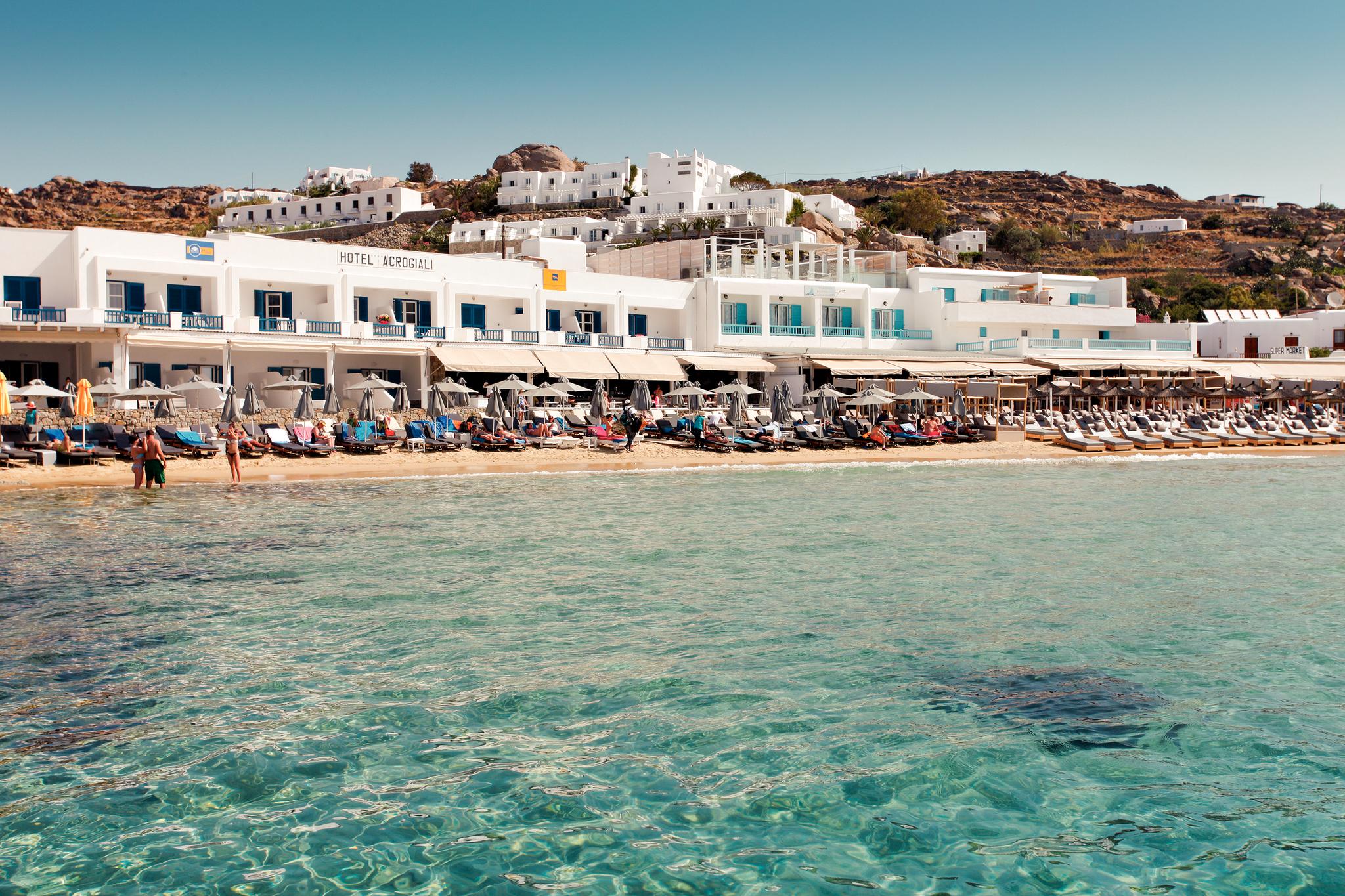 Acrogiali Beachfront Hotel Mykonos Platis Gialos Exterior foto
